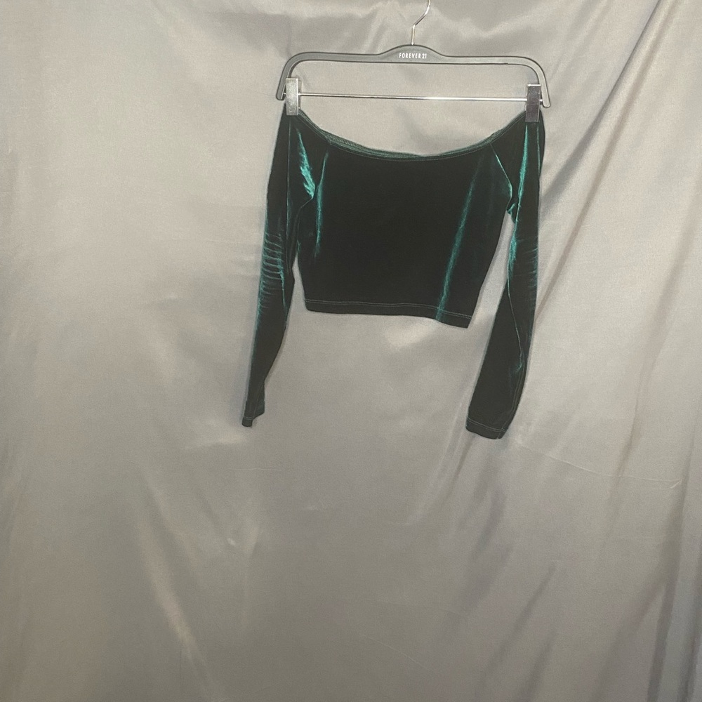 American Apparel velvet off the shoulder long sleeve crop